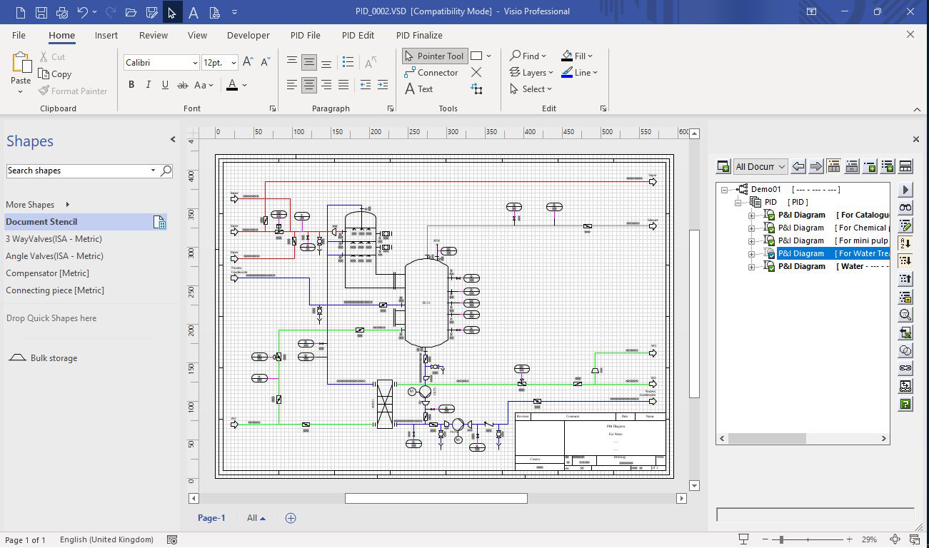 P&ID designed in Microsoft Visio environment